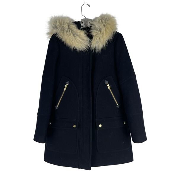 J. Crew Italian Stadium Cloth Wool Chateau Parka Coat Black Size 2 - Picture 3 of 9